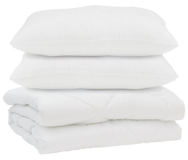 Přikrývka s polštářem 3 pcs Bílá Mikrovlákno