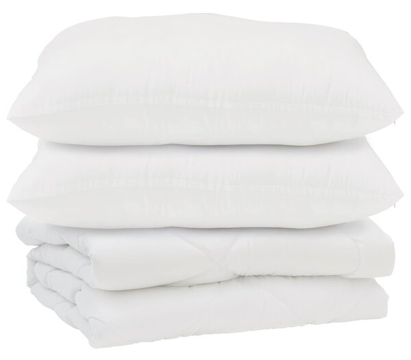 Přikrývka s polštářem 3 pcs Bílá Mikrovlákno