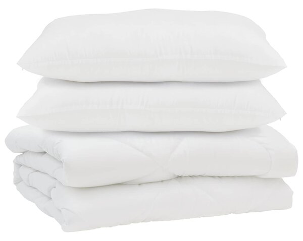 Přikrývka s polštářem 3 pcs Bílá Mikrovlákno