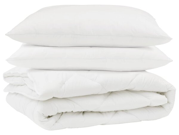 Přikrývka s polštářem 3 pcs Bílá Mikrovlákno