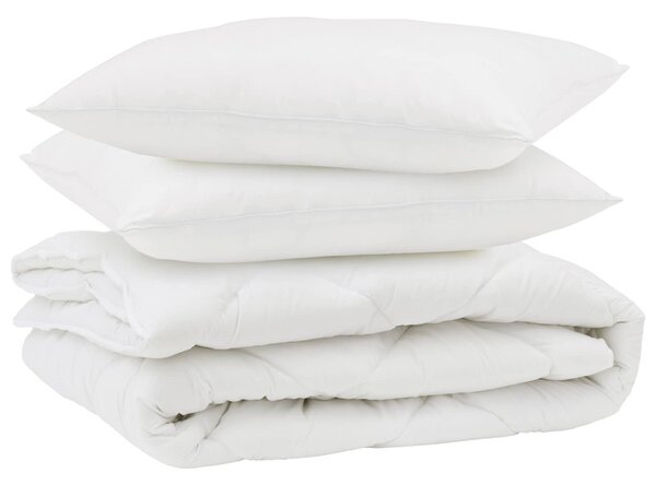 Přikrývka s polštářem 3 pcs Bílá Mikrovlákno