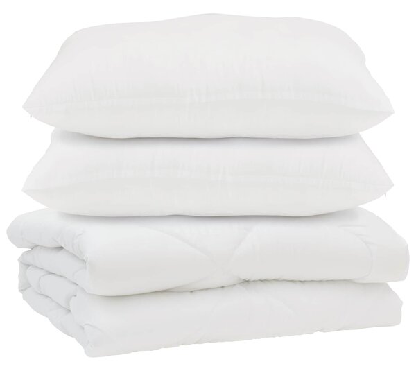 Přikrývka s polštářem 3 pcs Bílá Mikrovlákno