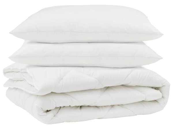 Přikrývka s polštářem 3 pcs Bílá Mikrovlákno