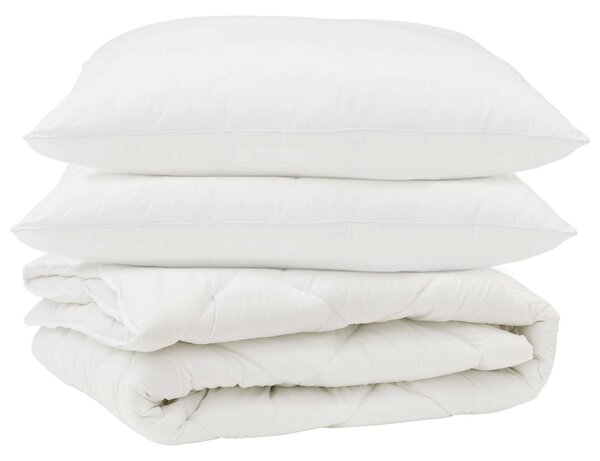 Přikrývka s polštářem 3 pcs Bílá Mikrovlákno