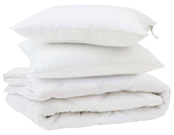 Přikrývka s polštářem 3 pcs Bílá Mikrovlákno