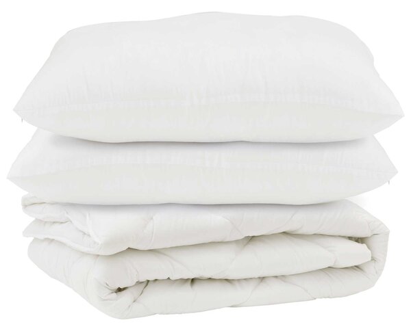 Přikrývka s polštářem 3 pcs Bílá Mikrovlákno