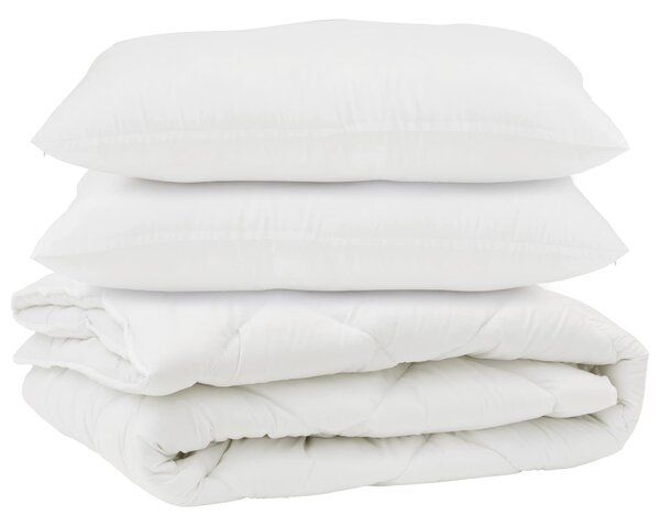 Přikrývka s polštářem 3 pcs Bílá Mikrovlákno