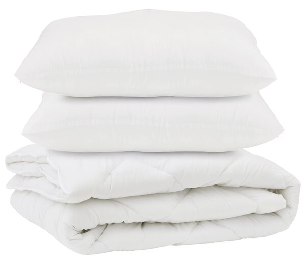 Přikrývka s polštářem 3 pcs Bílá Mikrovlákno