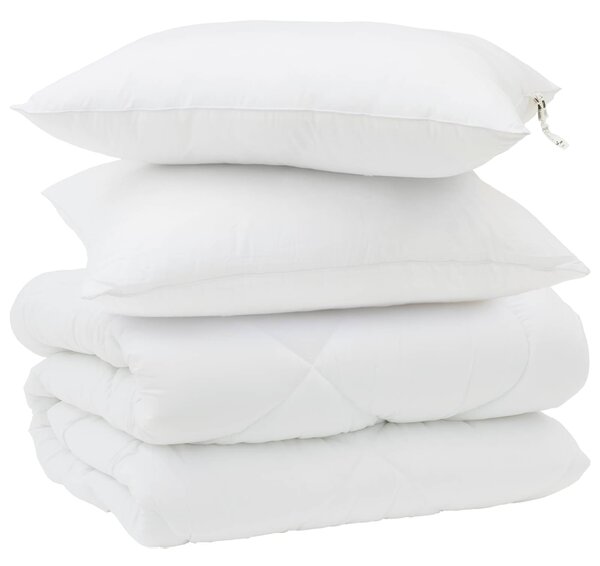 Zimní přikrývka s polštářem 3 pcs Bílá Mikrovlákno