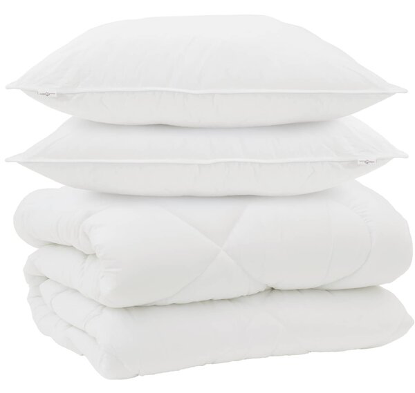 Zimní přikrývka s polštářem 3 pcs Bílá Mikrovlákno