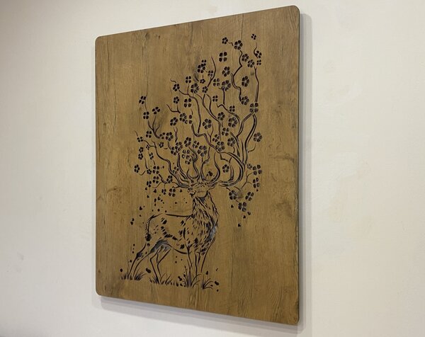 "Jelen" světelný obraz 230V 70x100cm provedení povrchu: dub světlý