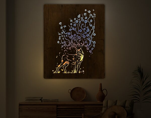 "Jelen" světelný obraz 230V 70x100cm provedení povrchu: dub světlý