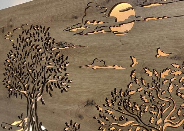 "Tři duby" světelný obraz 230V 120x60cm provedení povrchu: bříza