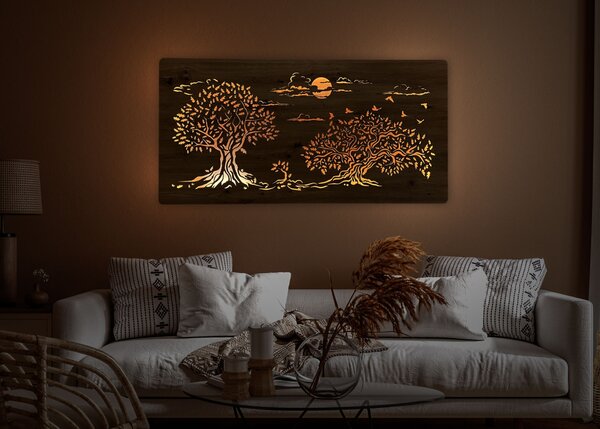 "Tři duby" světelný obraz 230V 120x60cm provedení povrchu: bříza