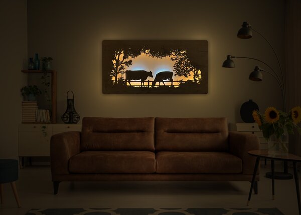 "Kravičky" světelný obraz 230V 120x60cm provedení povrchu: dub