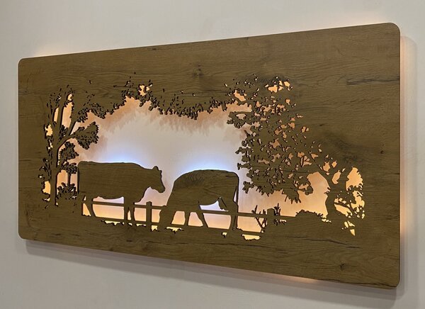 "Kravičky" světelný obraz 230V 120x60cm provedení povrchu: dub