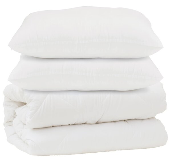 Přikrývka s polštářem 3 pcs Bílá Mikrovlákno