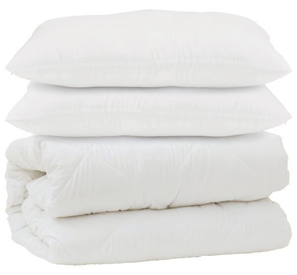 Přikrývka s polštářem 3 pcs Bílá Mikrovlákno