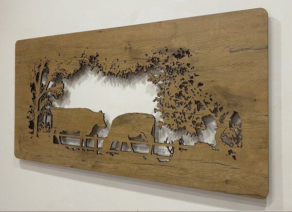 "Kravičky" světelný obraz 230V 120x60cm provedení povrchu: dub
