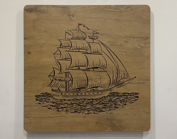 "Plachetnice" světelný obraz 230V 70x70cm provedení povrchu: dub světlý
