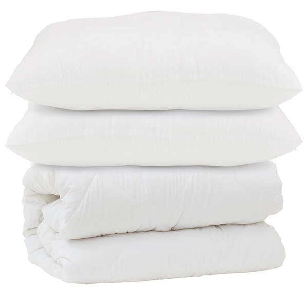 Přikrývka s polštářem 3 pcs Bílá Mikrovlákno