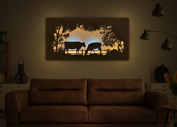 "Kravičky" světelný obraz 230V 120x60cm provedení povrchu: dub