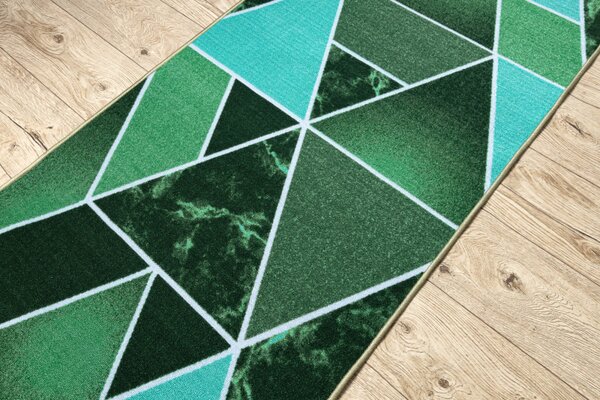 Balta Běhoun pogumovaný TROJKATY geometrický zelený Šíře: 57 cm