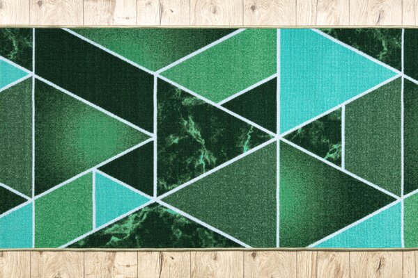 Balta Běhoun pogumovaný TROJKATY geometrický zelený Šíře: 57 cm