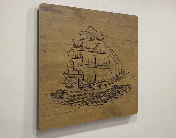 "Plachetnice" světelný obraz 230V 70x70cm provedení povrchu: dub světlý