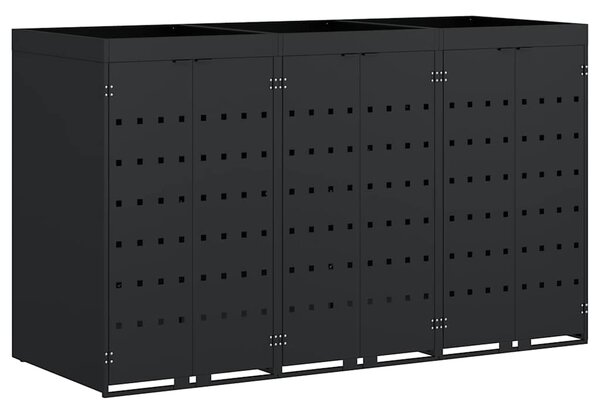 Úložný box na 3 popelnice Černá 204 x 77,5 x 121,5 cm