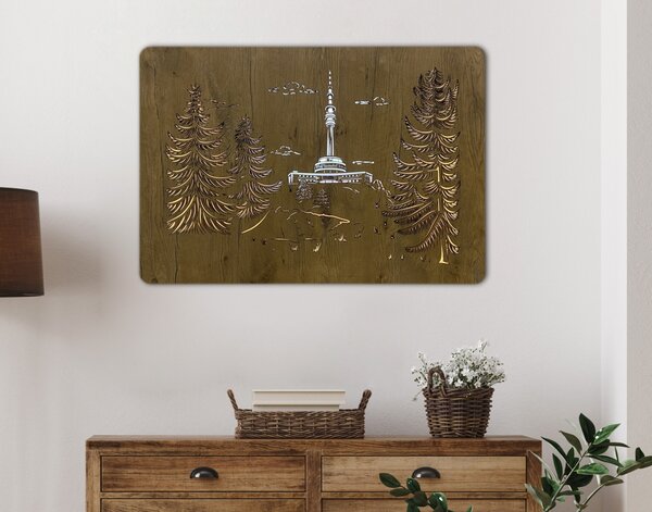 "Praděd" světelný obraz 230V 90x62cm provedení povrchu: dub světlý