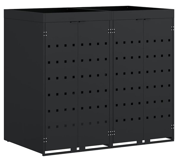 Úložný box na 2 popelnice Černá 136 x 77,5 x 121,5 cm