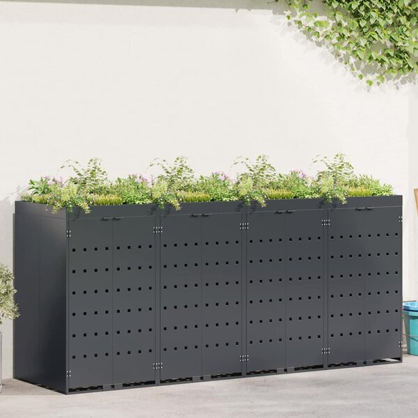 Úložný box na 4 popelnice Antracit 272 x 77,5 x 121,5 cm