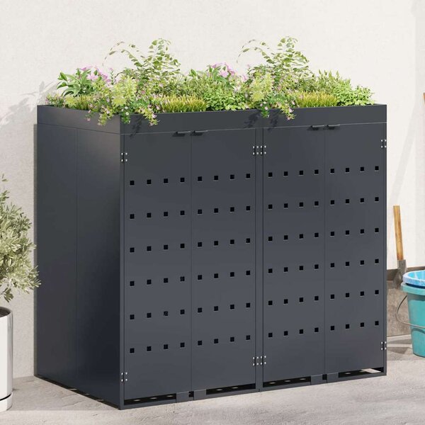 Úložný box na 2 popelnice Antracit 136 x 77,5 x 121,5 cm