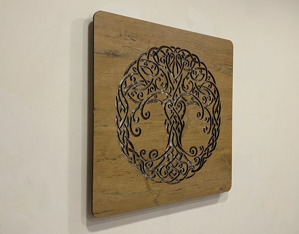 "Keltský strom života" světelný obraz 230V 62x62cm provedení povrchu: dub