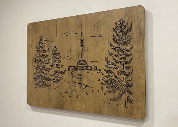 "Praděd" světelný obraz 230V 90x62cm provedení povrchu: dub světlý