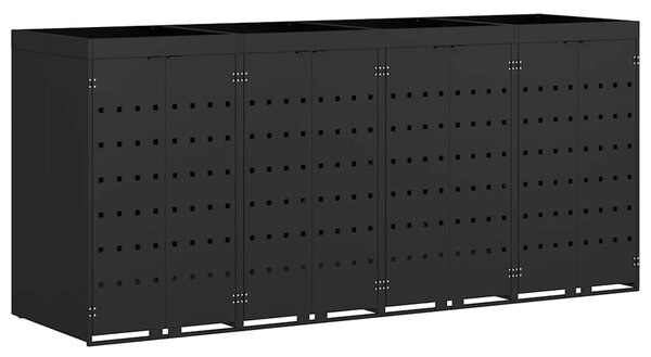 Úložný box na 4 popelnice Černá 272 x 77,5 x 121,5 cm
