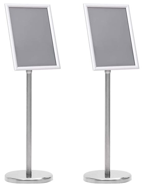 Stojany na plakáty 2 pcs Stříbrná 32.7 x 24 x 108 cm Hliník
