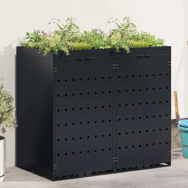 Úložný box na 2 popelnice Černá 136 x 77,5 x 121,5 cm