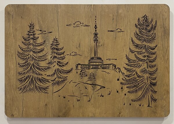 "Praděd" světelný obraz 230V 90x62cm provedení povrchu: dub světlý