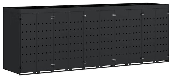 Úložný box na 5 popelnic Černá 340 x 77,5 x 121,5 cm