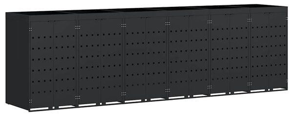Úložný box na 6 popelnic Černá 408 x 77,5 x 121,5 cm