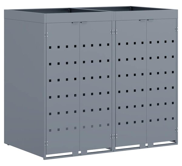 Úložný box na 2 popelnice Světle šedá 136 x 77,5 x 121,5 cm