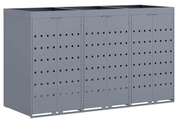 Úložný box na 3 popelnice Světle šedá 204 x 77,5 x 121,5 cm