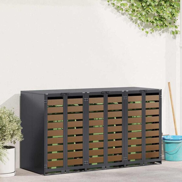Úložný box na 3 popelnice Ocel Antracit