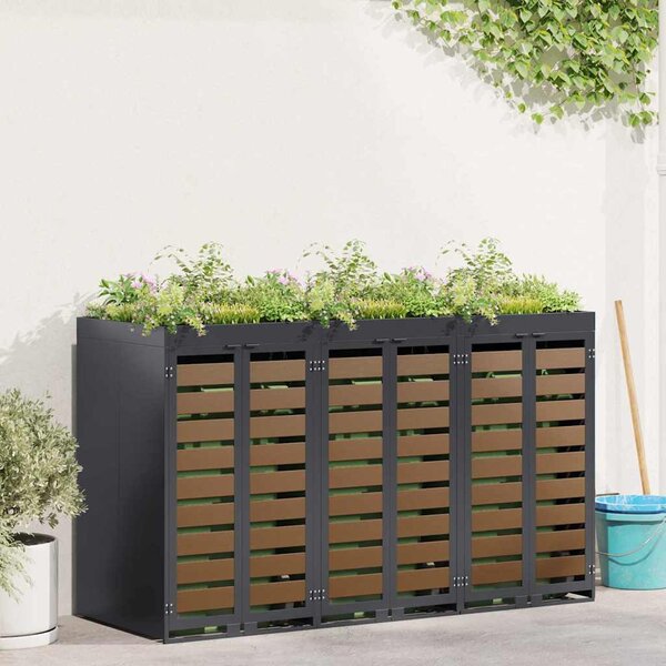 Úložný box na 3 popelnice Ocel Antracit
