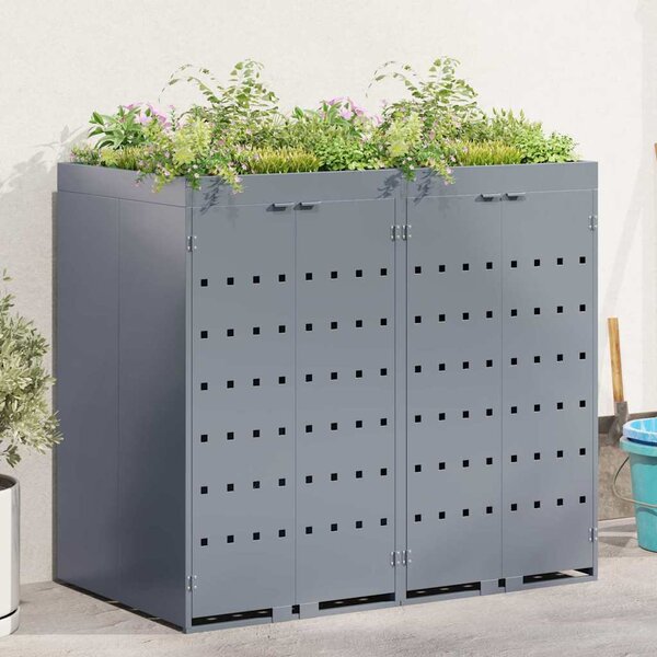 Úložný box na 2 popelnice Světle šedá 136 x 77,5 x 121,5 cm