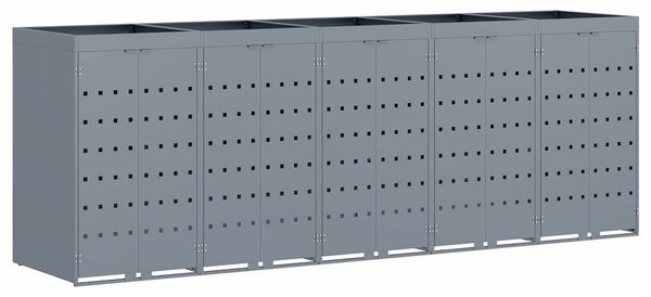 Úložný box na 5 popelnic Světle šedá 340 x 77,5 x 121,5 cm