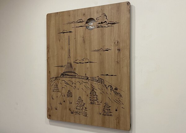 "Ještěd" světelný obraz 230V 90x110cm provedení povrchu: dub světlý