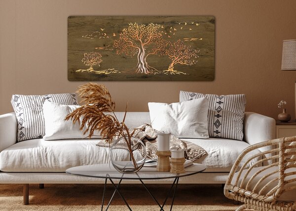 "Tři olivy" světelný obraz 230V 120x60cm provedení povrchu: dub světlý